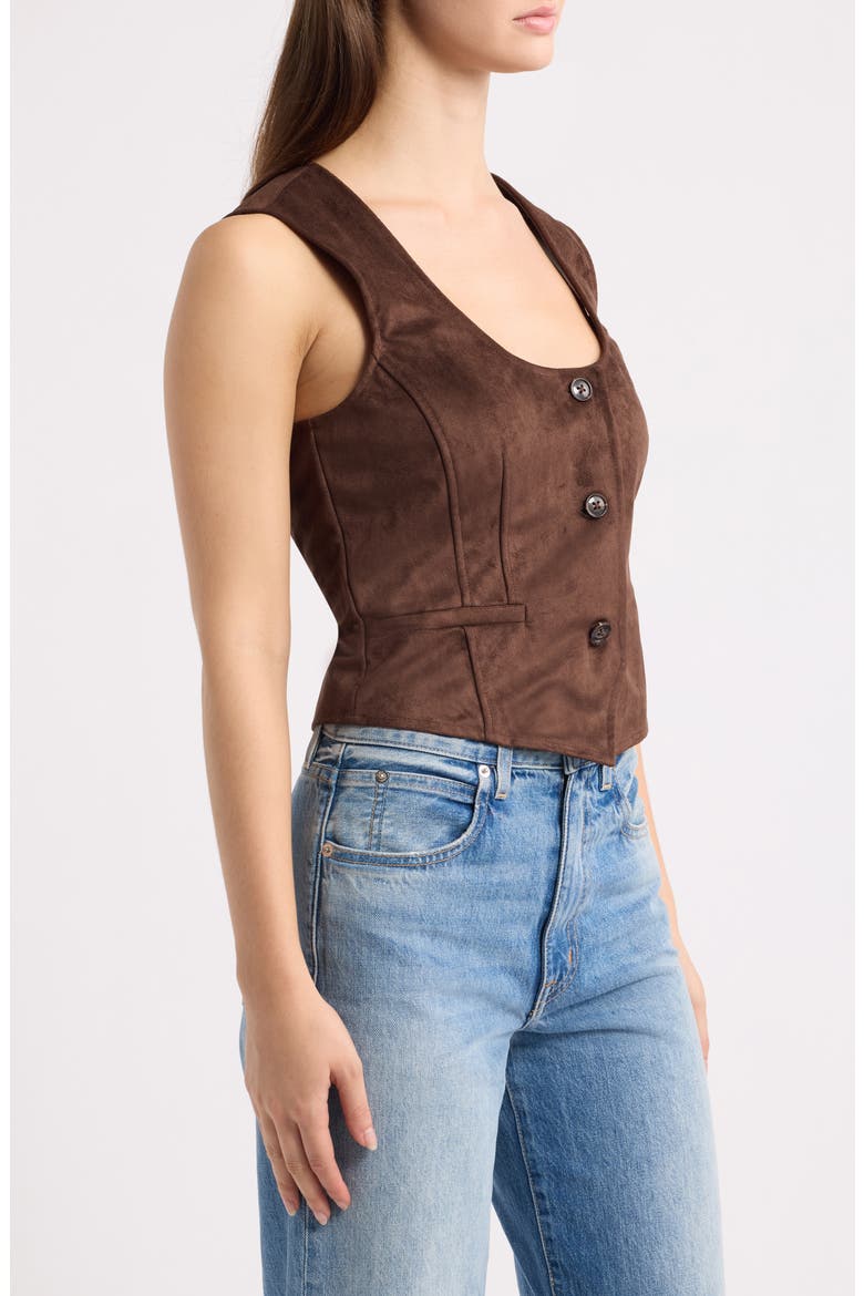 Fontana Button-Up Vest, Alternate, color, DARK CHOCOLATE