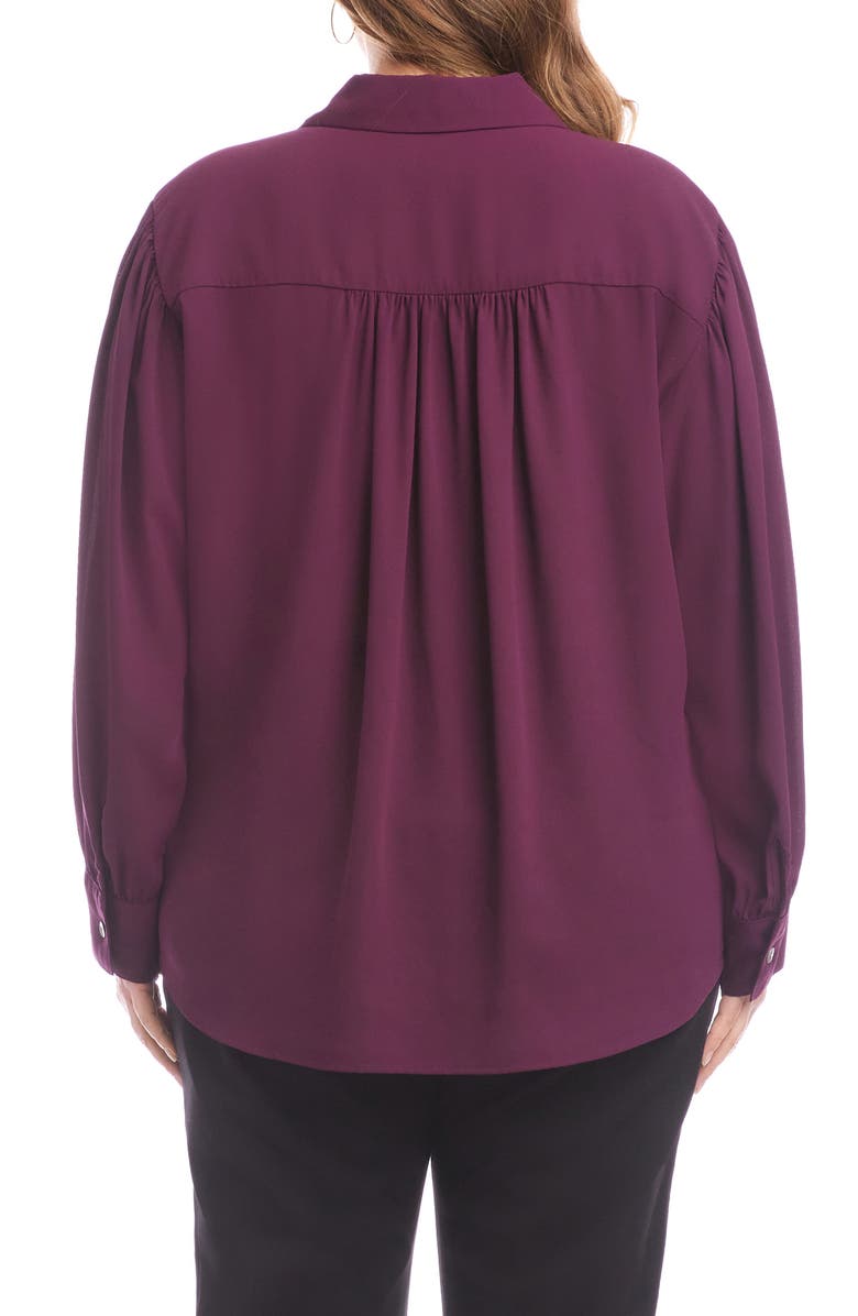 Karen Kane Drapey Crepe Button-Up Shirt, Alternate, color, Eggplant