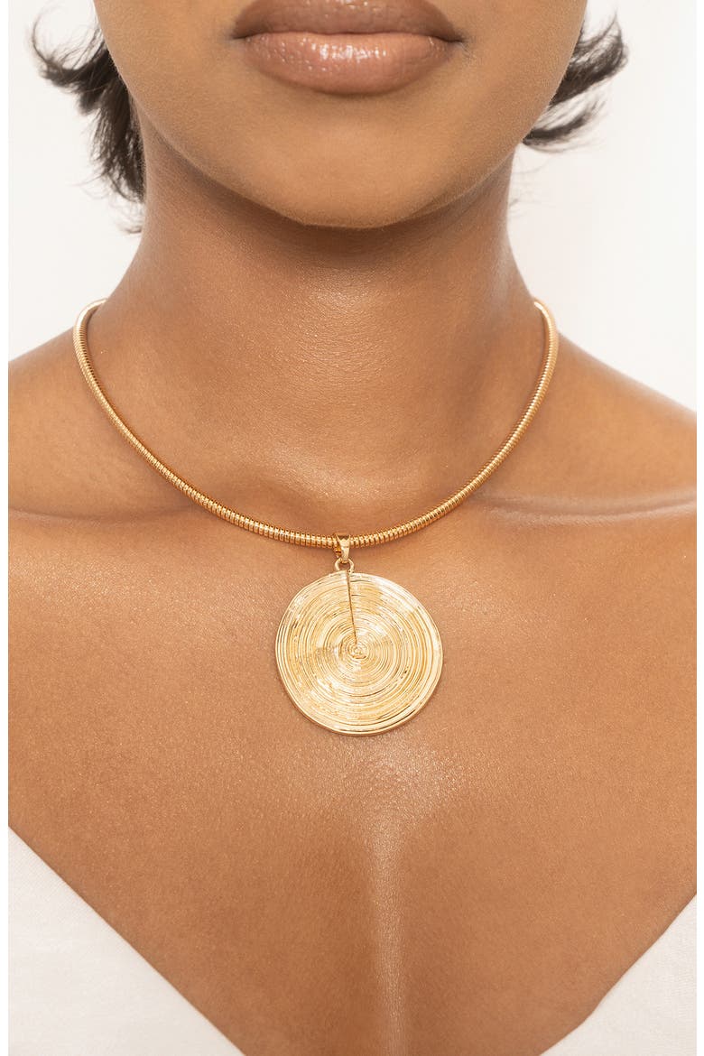 Disc Pendant Necklace, Alternate, color, GOLD