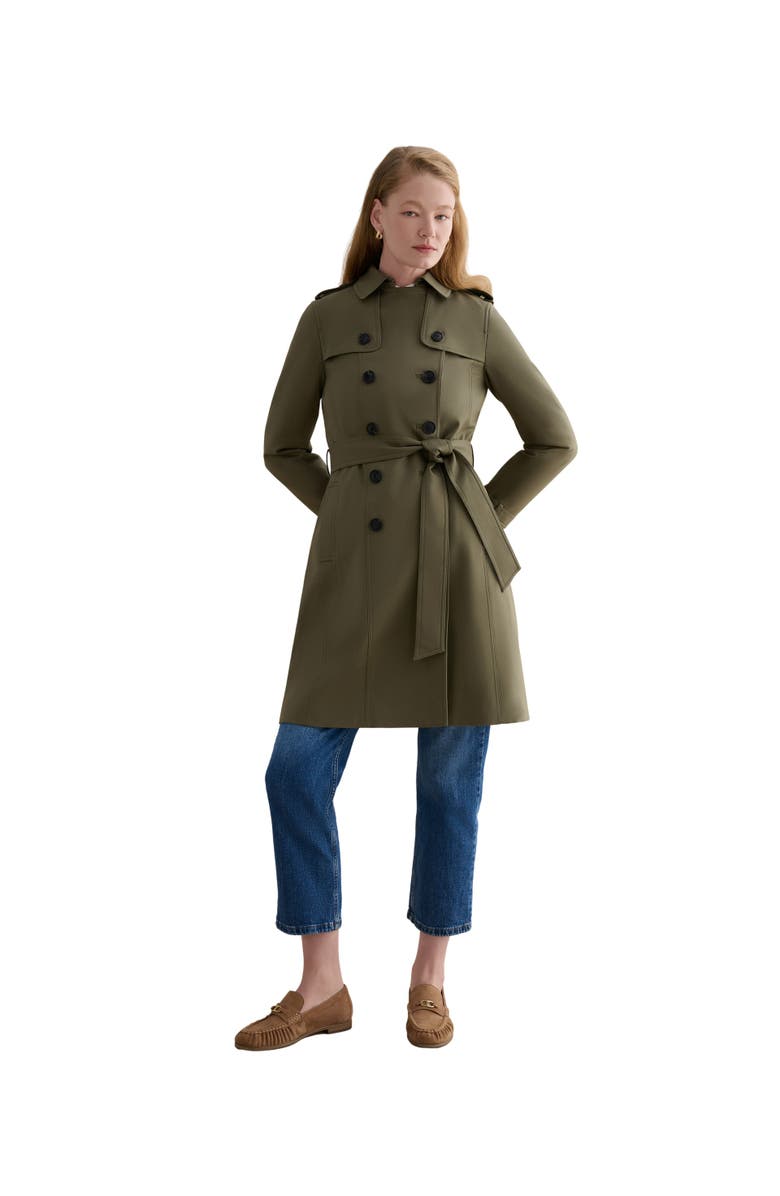 HOBBS LONDON Skylar Belted Trench Coat, Main, color, Olive Green