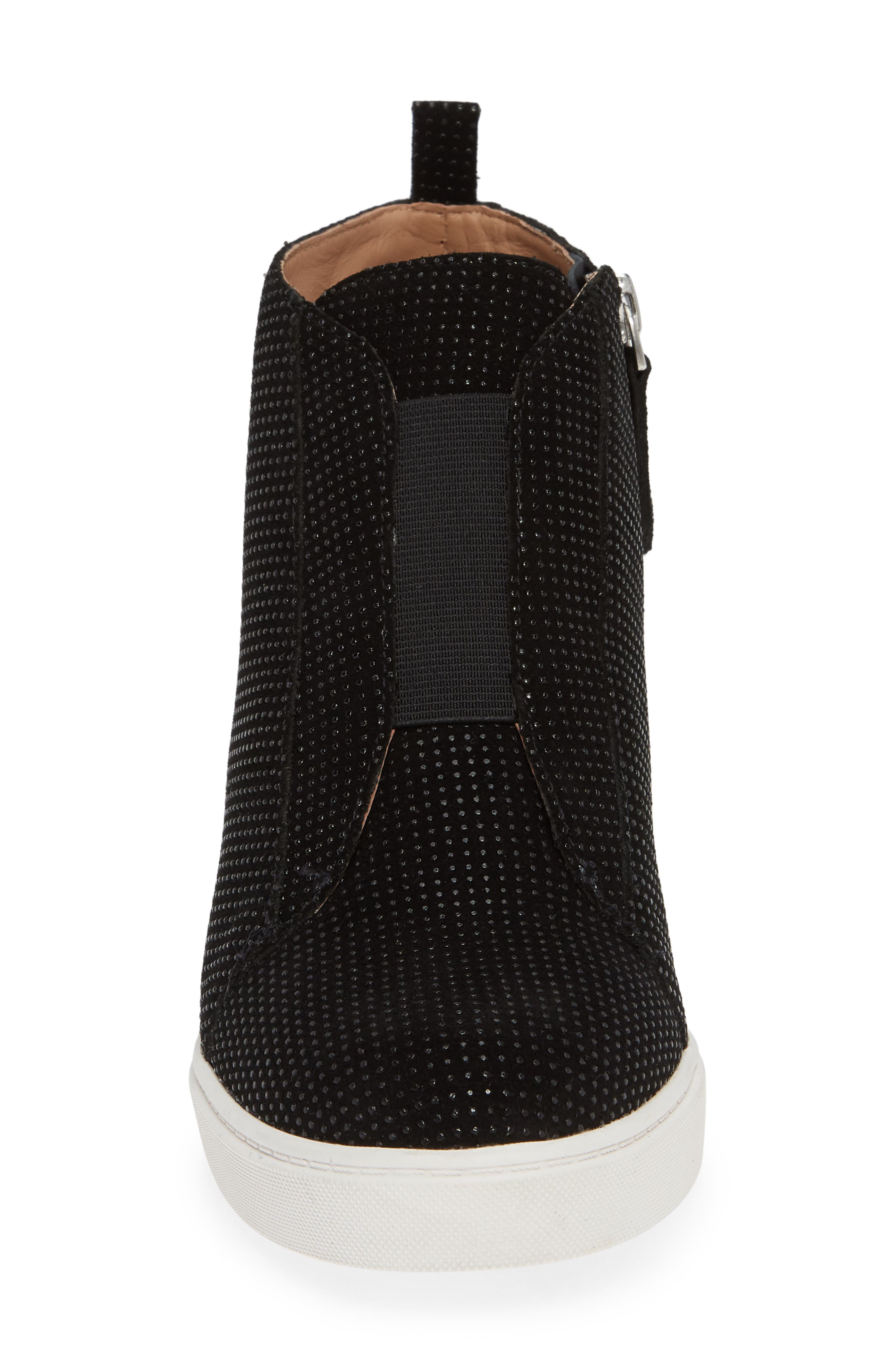 Felicia Wedge Sneaker, Alternate, color, BLACK TEXTURED SUEDE