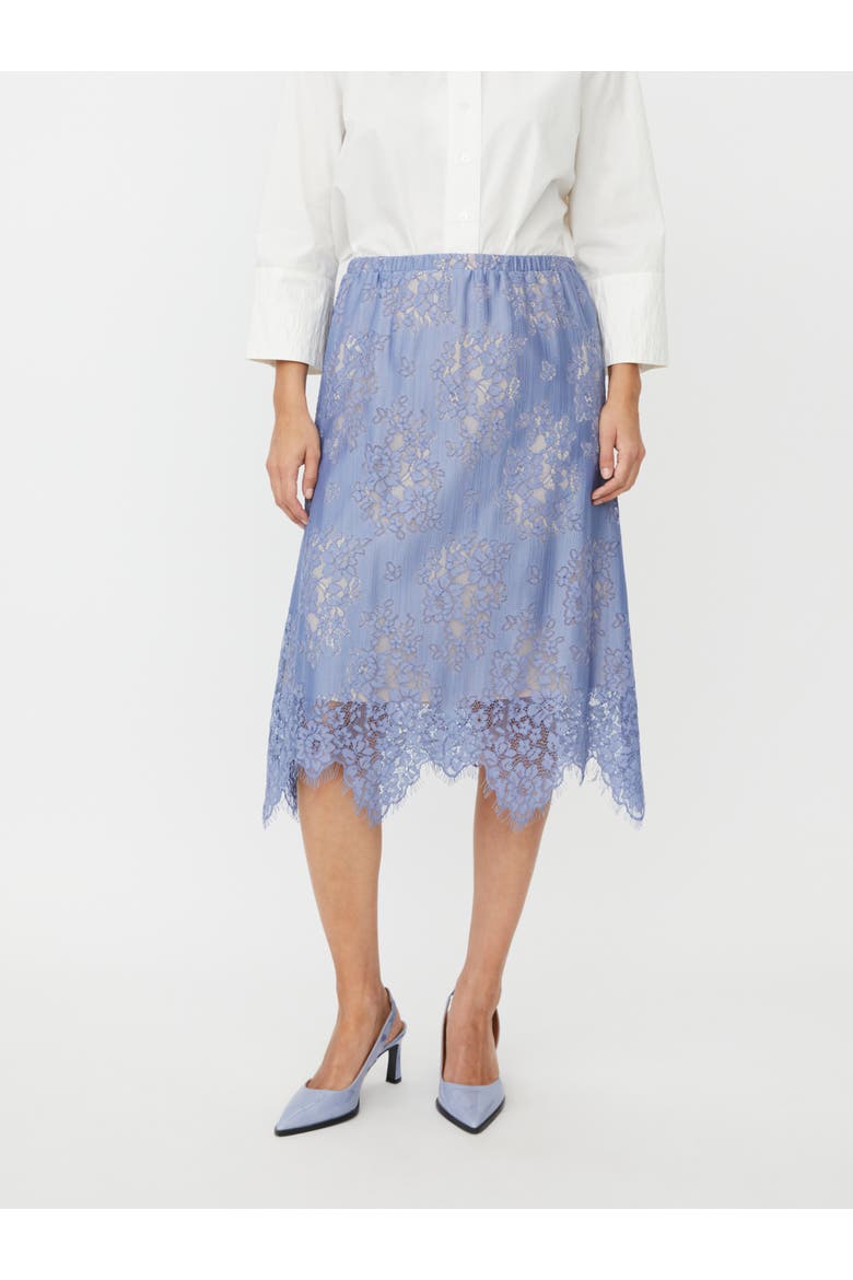 MaSarivelle Lace Overlay Midi Skirt, Main, color, Stonewash
