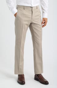 BOSS Genius Slim Fit Flat Front Wool Dress Pants