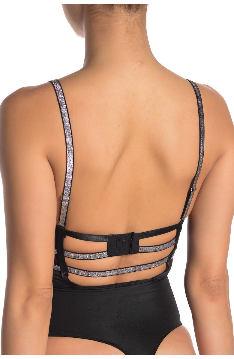 SECRET LACE Lace Front Cutout Thong Bodysuit, Alternate, color, Black