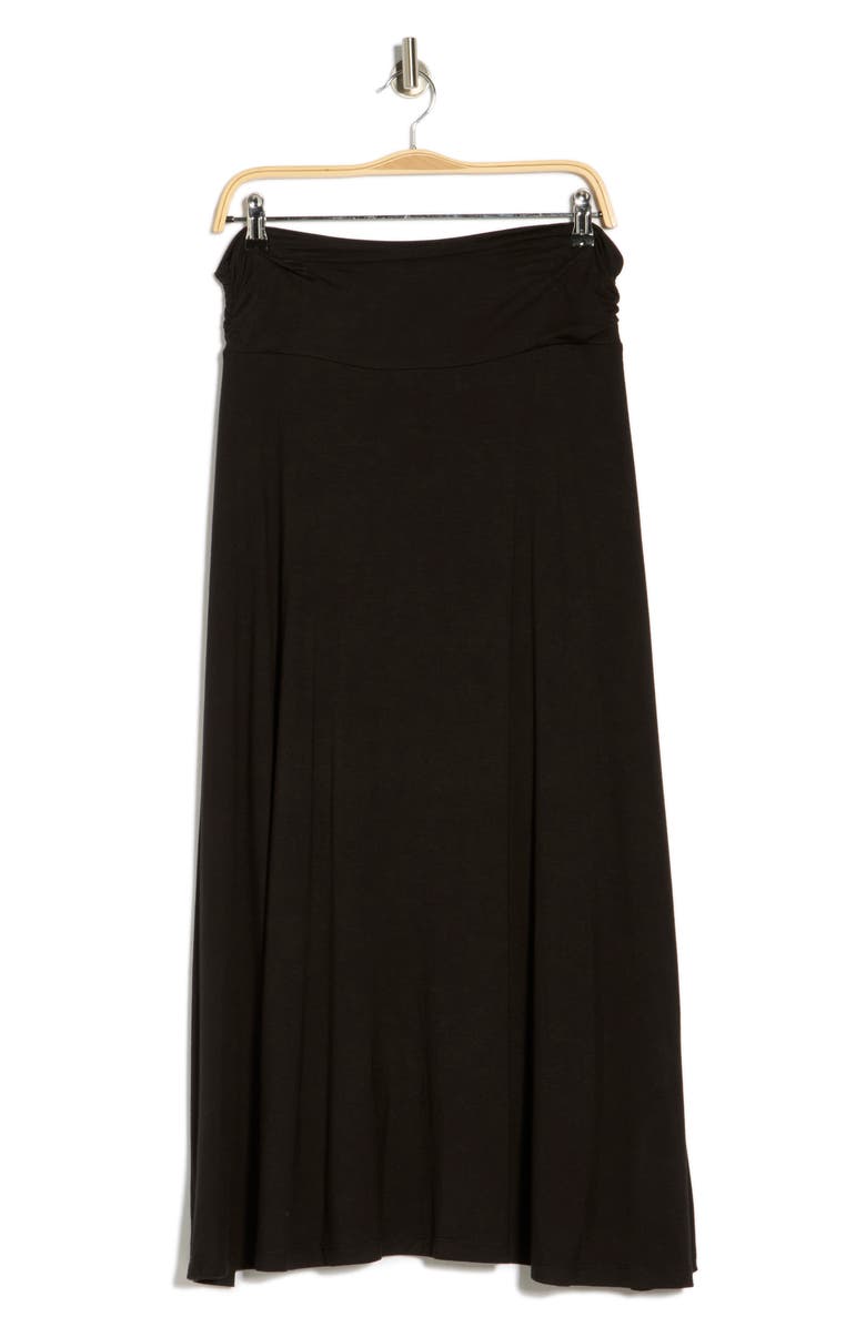 Renee C Foldover Waist Midi Skirt, Main, color, Black