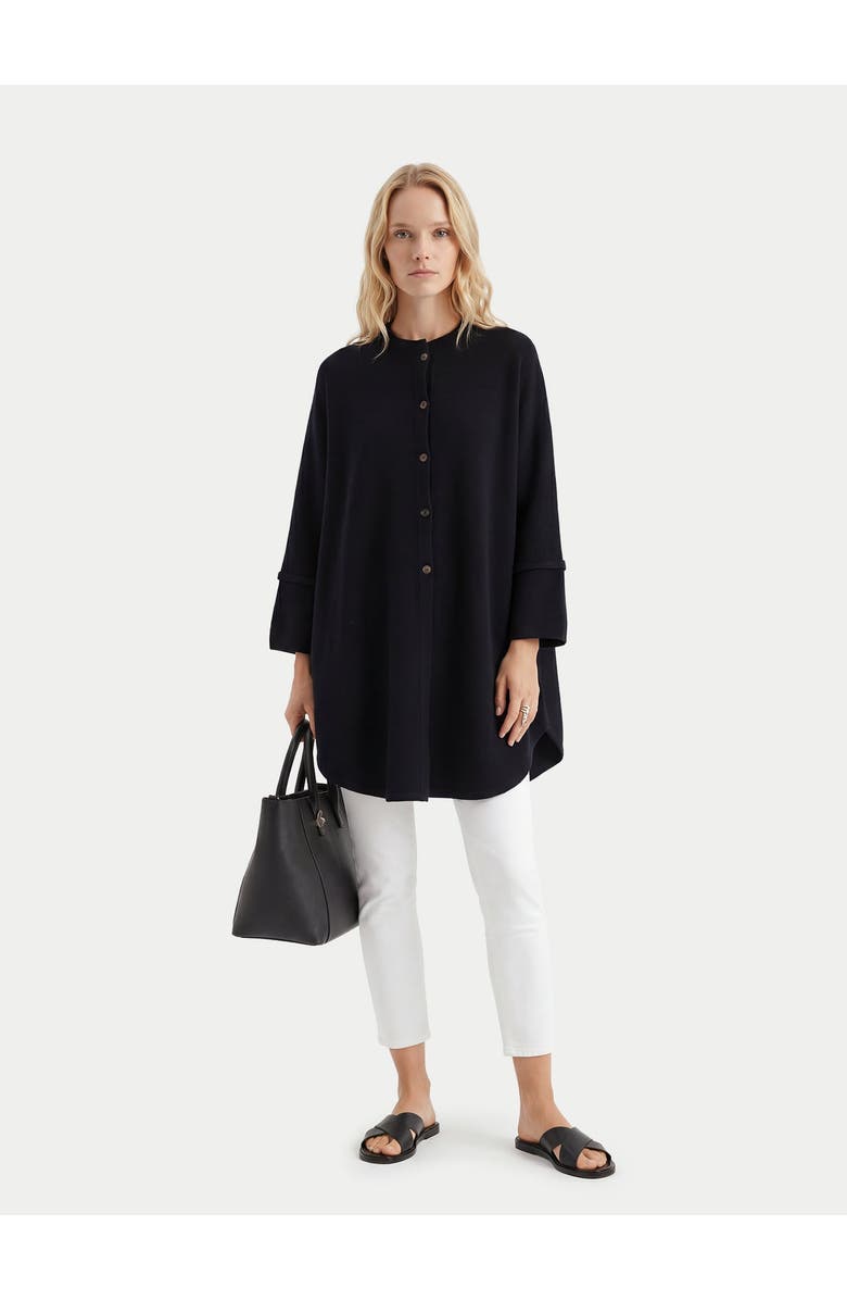 Gobi Cashmere Cashmere Button-Front Poncho, Alternate, color, Black