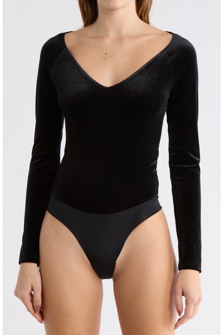 Winona Long Sleeve Bodysuit, Alternate, color, BLACK