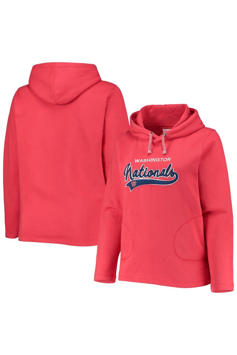 Women's Soft as a Grape Red Washington Nationals Plus Size Side Split Pullover Hoodie, Main, color, Red
