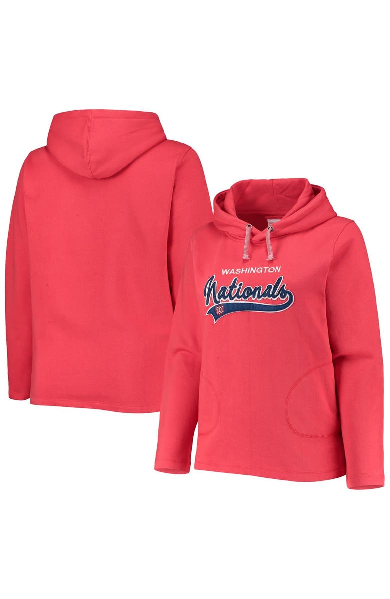 SOFT AS A GRAPE Women's Soft as a Grape Red Washington Nationals Plus Size Side Split Pullover Hoodie, Main, color, Red