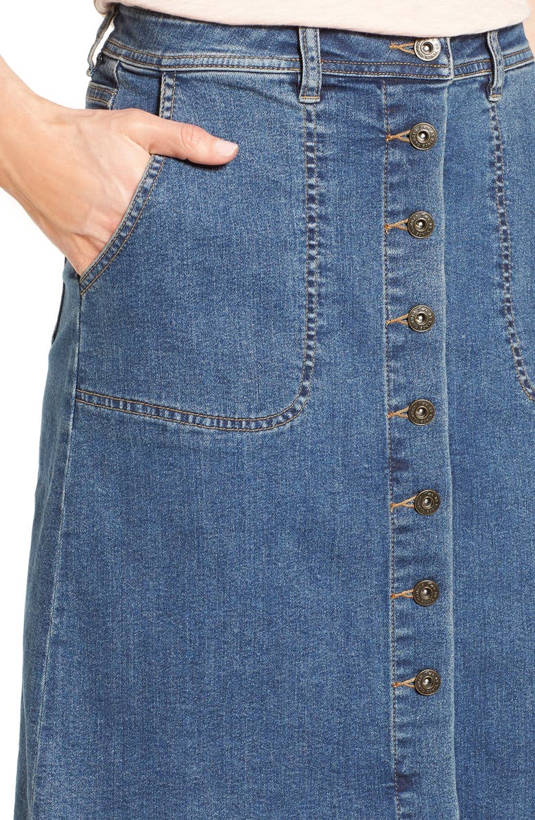 Two by Vince Camuto Button Front A-Line Denim Skirt, Alternate, color, 