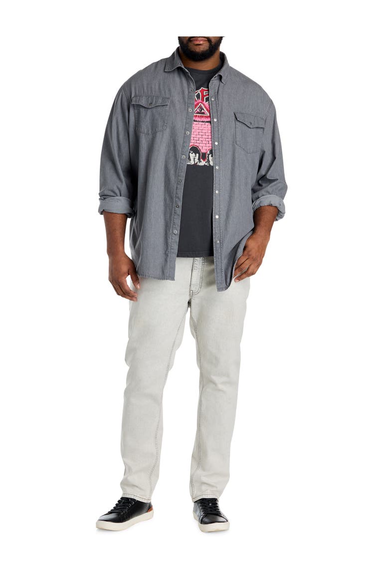 Big & Tall Acid Washed Tapered-Fit Jeans, Alternate, color, TINTED GREY