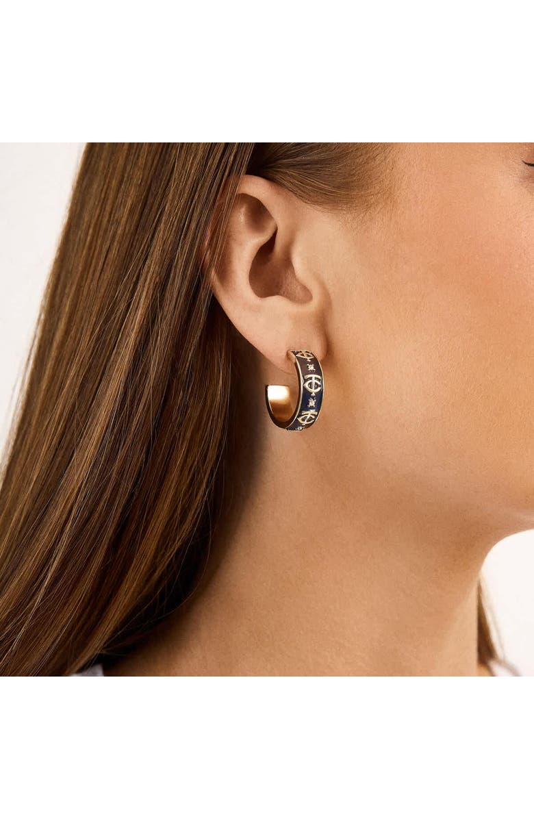 WEAR by Erin Andrews x BaubleBar Minnesota Twins Enamel Hoop Earrings, Alternate, color, Gold