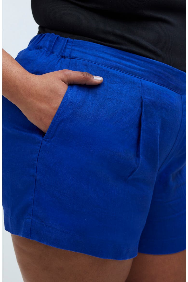 Pull-On Linen Shorts, Alternate, color, PURE BLUE
