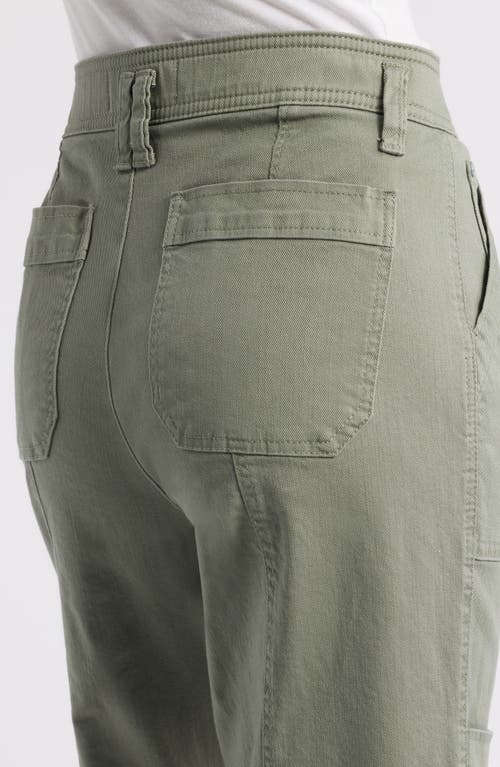 Wit & Wisdom Skyrise Cotton Crop Wide Leg Utility Pants In Deep Seagrass