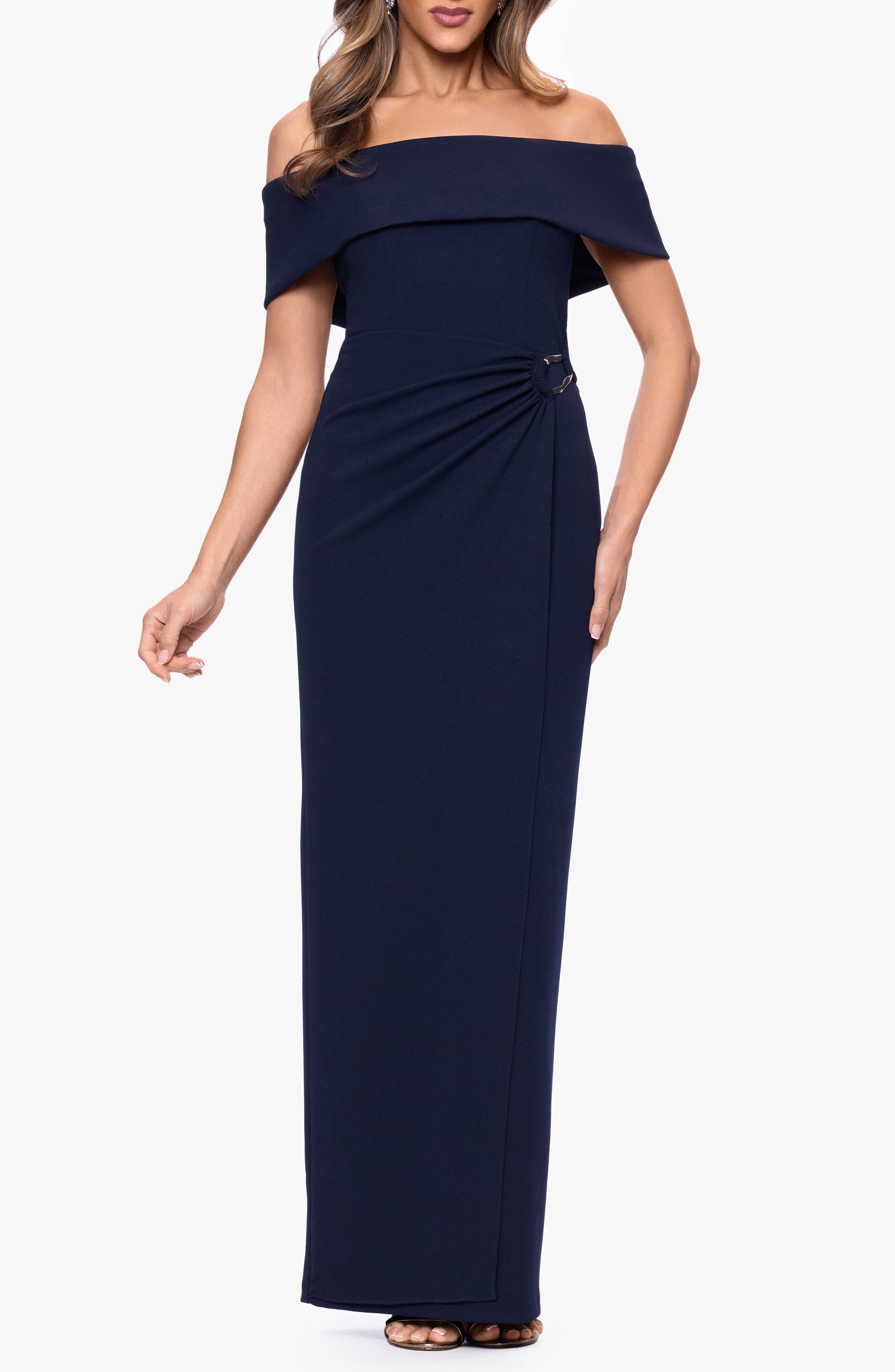 Off the Shoulder Scuba Crepe Gown - image 1