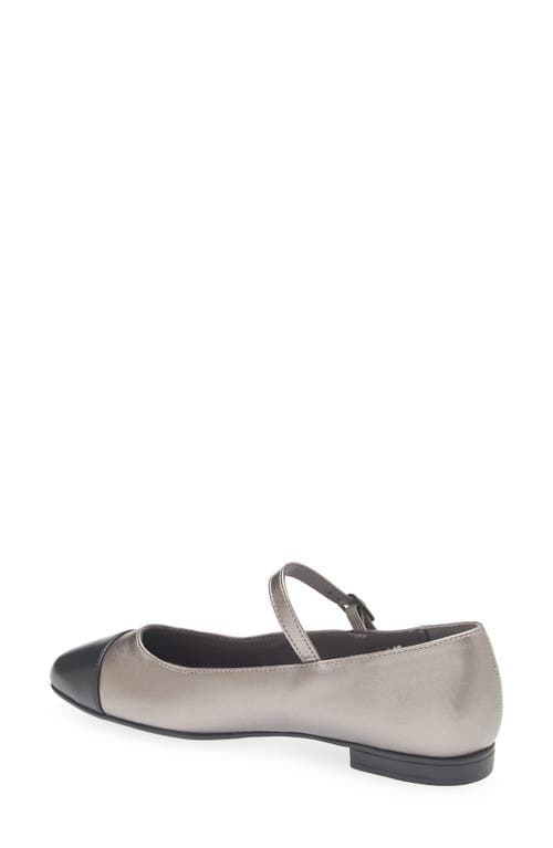T Tahari Loft Cap Toe Mary Jane Flat In Pewter/black