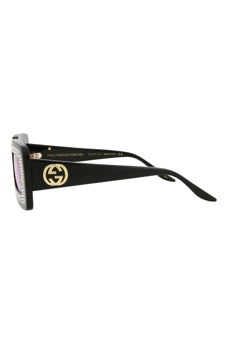 49mm Special Edition Crystal Square Sunglasses, Alternate, color, BLACK PINK
