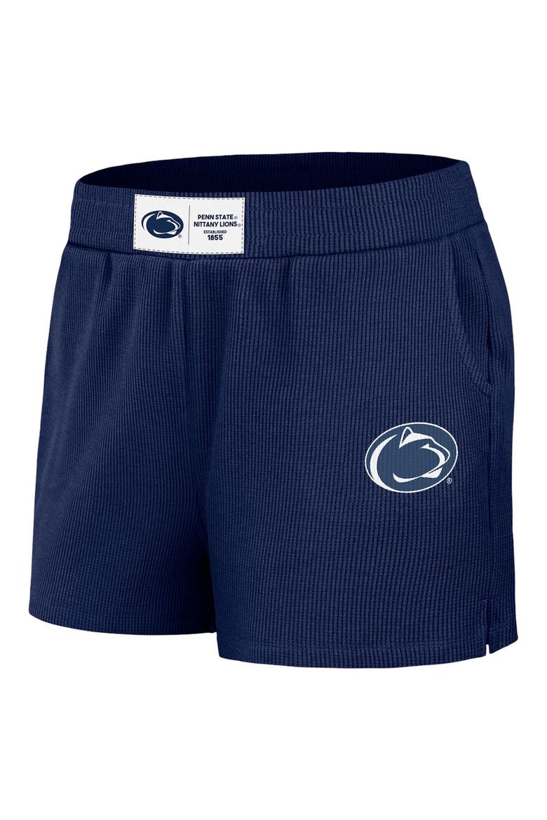 Women's WEAR by Erin Andrews Navy Penn State Nittany Lions Waffle Knit Long Sleeve T-Shirt & Shorts Lounge Set, Alternate, color, Navy