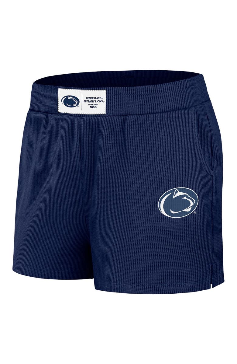 WEAR by Erin Andrews Women's WEAR by Erin Andrews Navy Penn State Nittany Lions Waffle Knit Long Sleeve T-Shirt & Shorts Lounge Set, Alternate, color, 