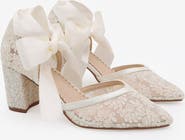 Kailee P Abby Lace Block Heel with Satin Ankle Tie