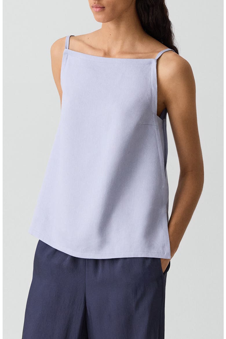 Apron Linen Blend Tank, Alternate, color, CORNFLOWER