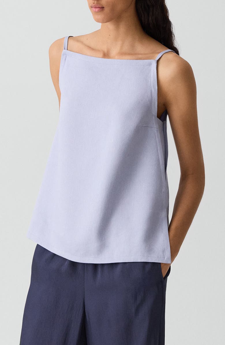 Theory Apron Linen Blend Tank, Alternate, color, Cornflower
