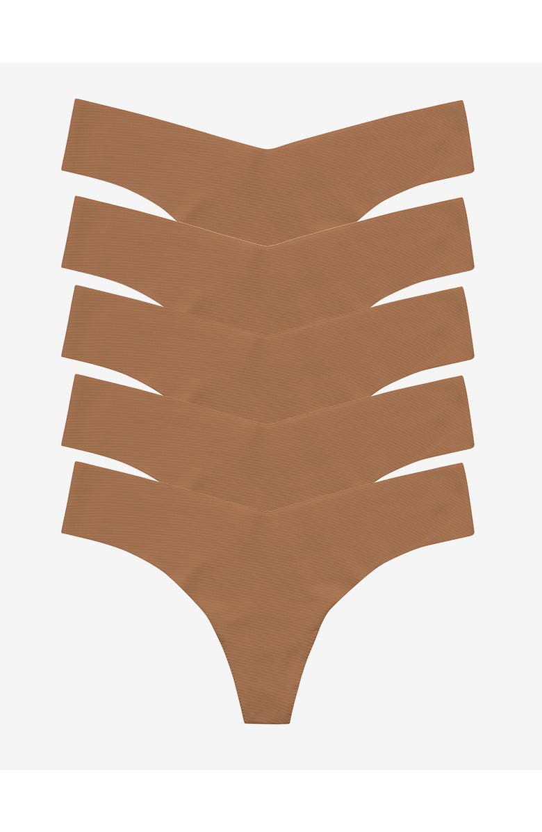 Commando Classic Solid Thong 5-Pack, Main, color, Caramel