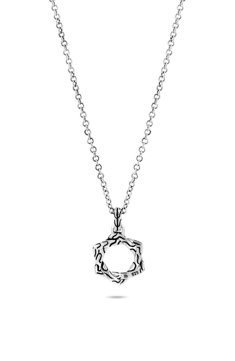 John Hardy Star of David Sterling Silver Pendant Necklace, Alternate, color,