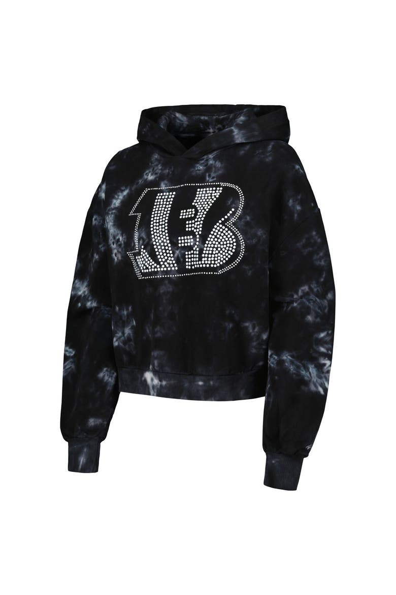 Women's The Wild Collective  Black Cincinnati Bengals Tie-Dye Cropped Pullover Hoodie, Alternate, color, Black