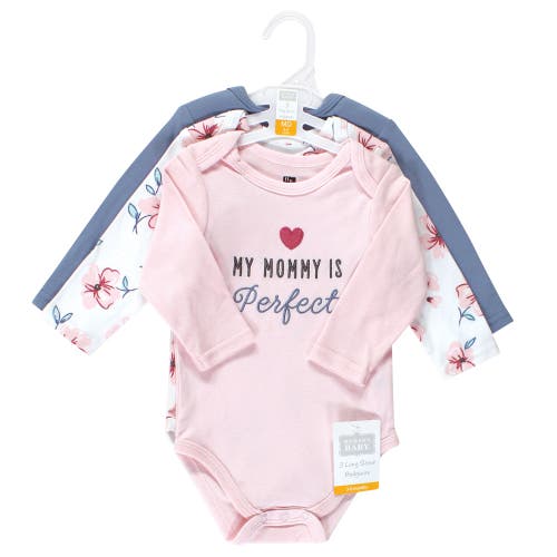 Hudson Baby Essential All-cotton Long-sleeve Bodysuit Triple Pack In Pink
