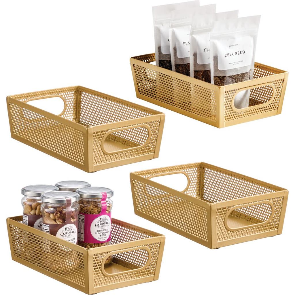 Mdesign Perforated Metal Storage Bin With Handles In Brown