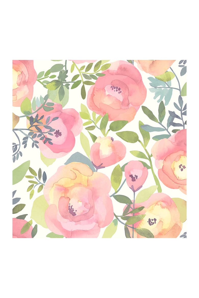 Peachy Keen Pink Peel & Stick Wallpaper, Main, color, PINK