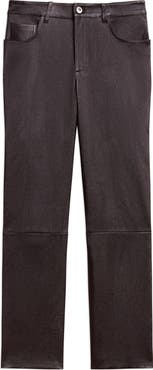 Theory Glossed Leather Straight Leg Pants