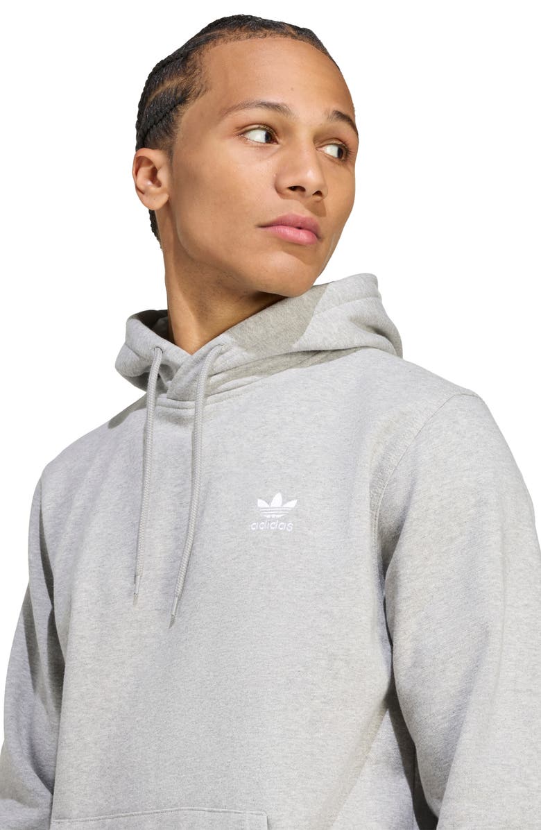 adidas Originals Trefoil Essentials Pullover Hoodie, Alternate, color, Medium Grey Heather/ White