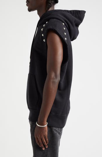 McQueen Studded Skull Patch Sleeveless Hoodie | Nordstrom