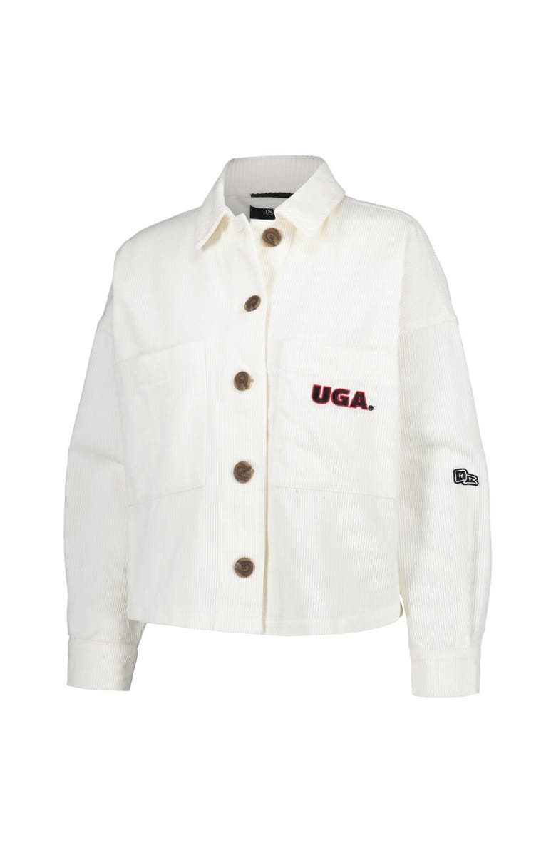 Hype and Vice Women's Hype and Vice White Georgia Bulldogs Corduroy Button-Up Jacket, Alternate, color, 