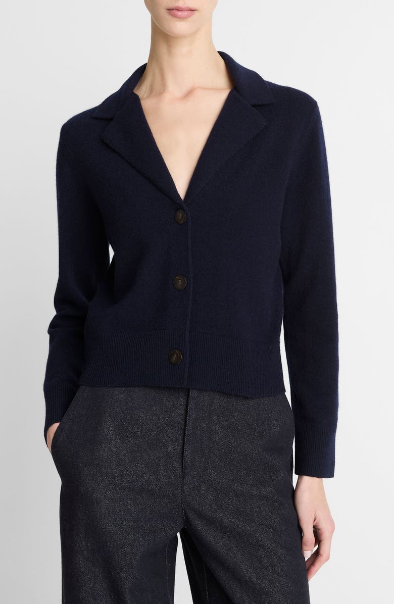 Vince Notch Lapel V-Neck Wool Blend Cardigan, Main, color,