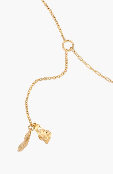 Lasa Lariat Mix Chain Necklace in Gold
