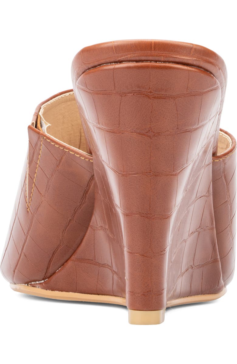 Fashion to Figure Raina Croc Embossed Wedge Sandal - Wide Width, Alternate, color, Cognac