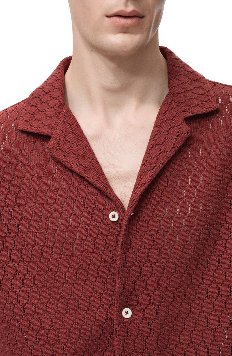MANGO Open Stitch Knit Shirt, Alternate, color, Cherry
