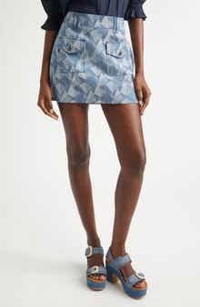 Kory Geometric Print Denim Miniskirt
