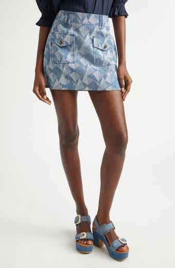 Kory Geometric Print Denim Miniskirt