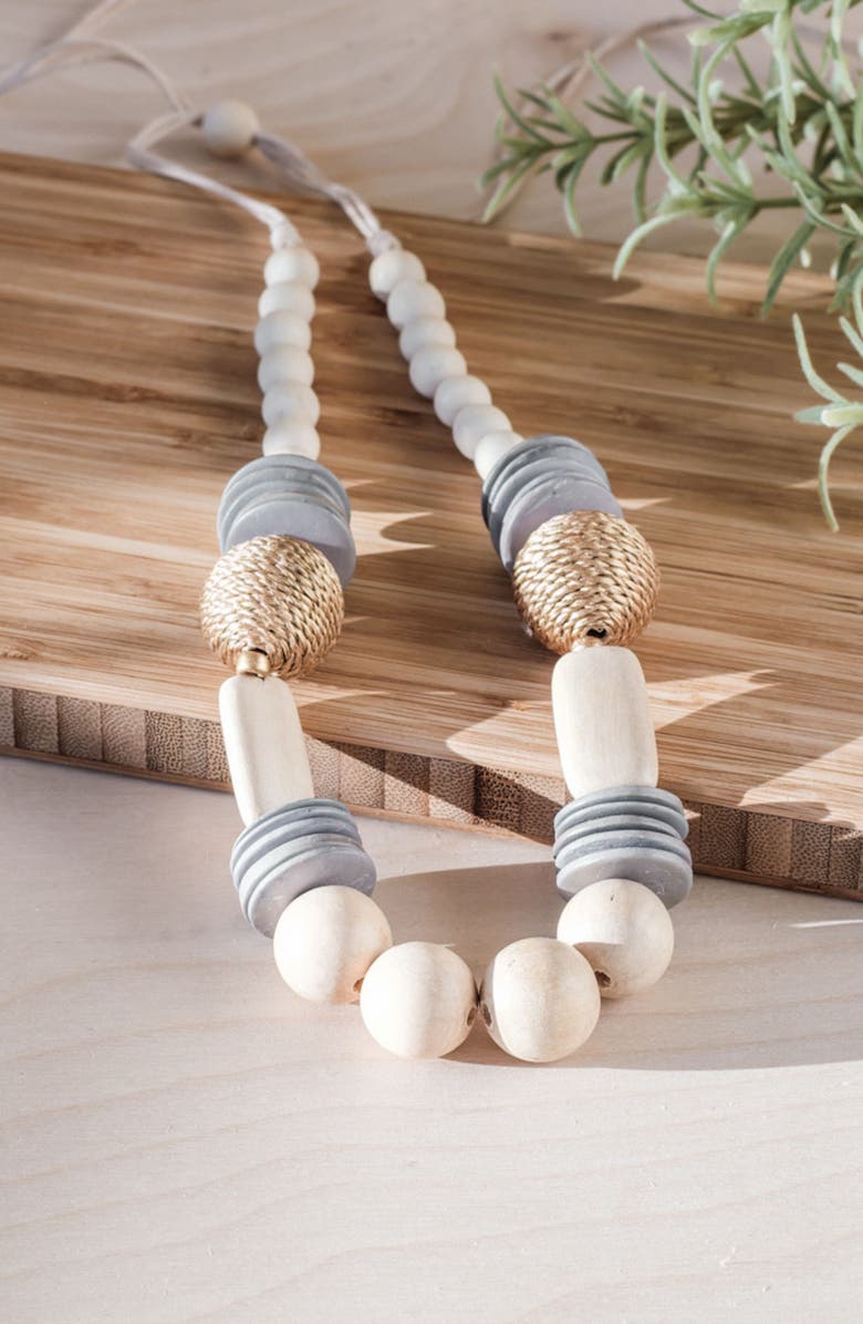 LIKHA Bombon Wooden Necklace, Alternate, color, Light Grey & White