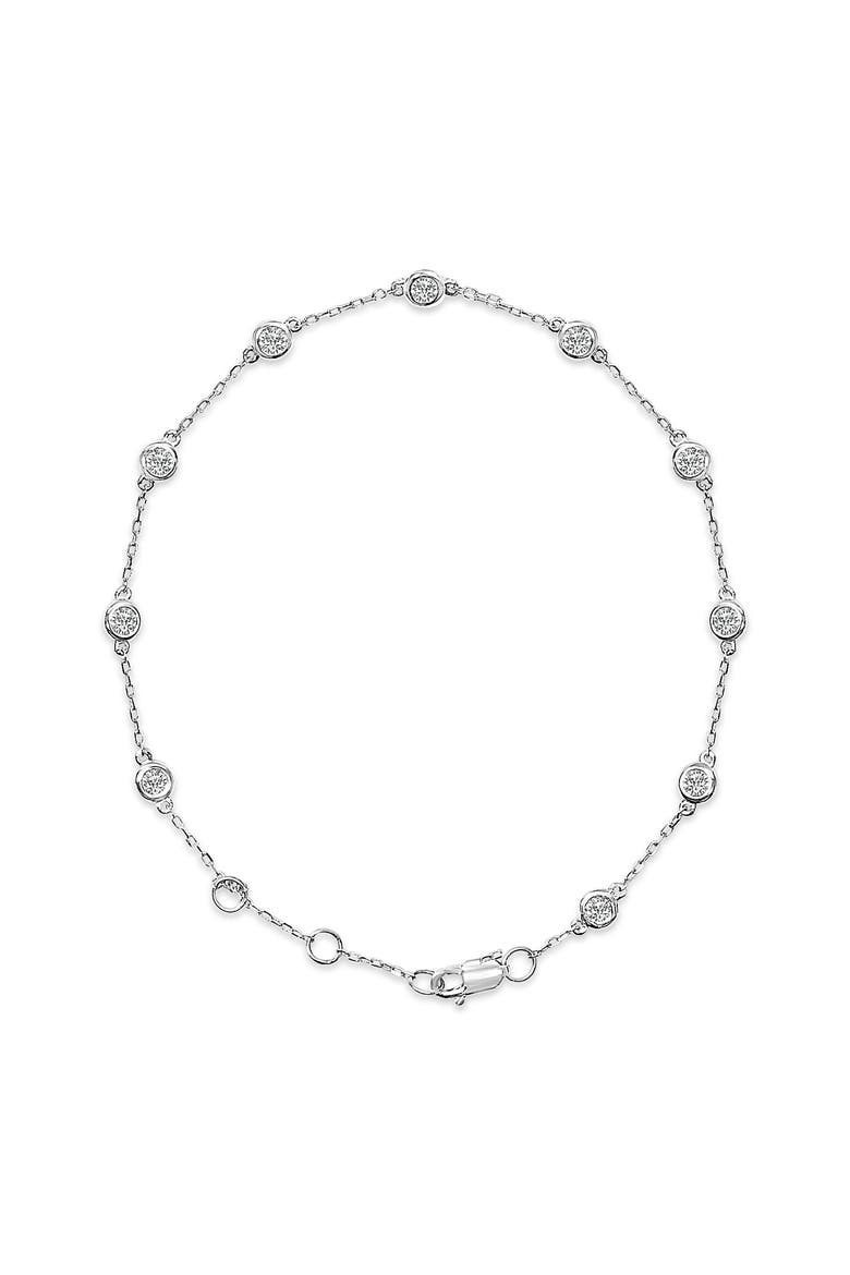 14K Gold 1/2 Cttw Bezel Set Lab Grown Diamond Station Bracelet, Main, color, White