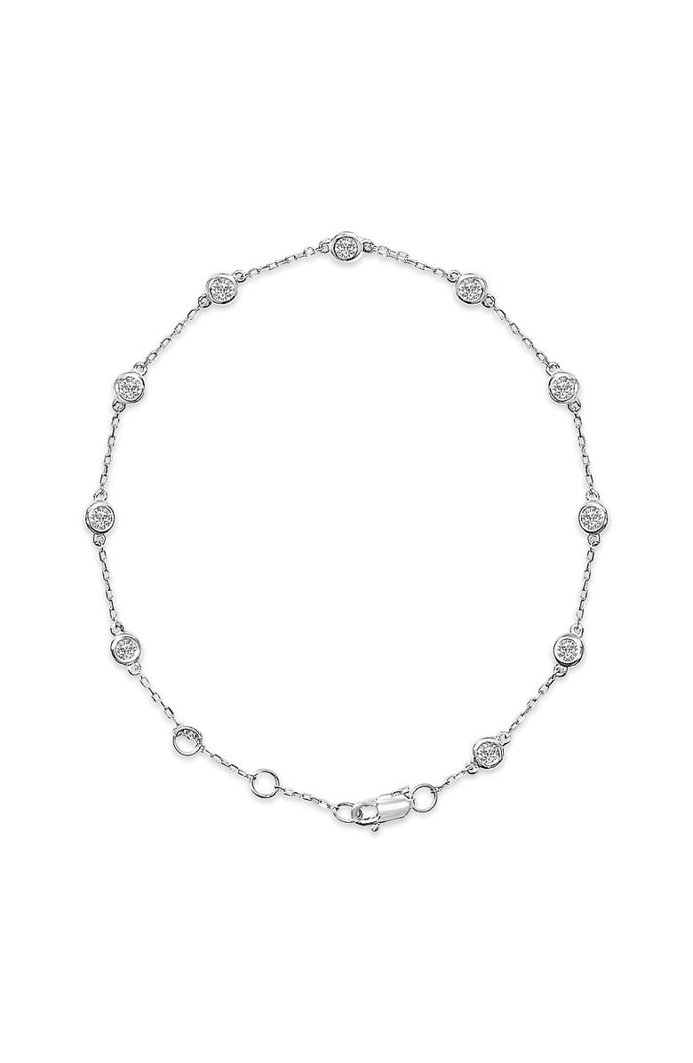 Haus of Brilliance 14K Gold 1/2 Cttw Bezel Set Lab Grown Diamond Station Bracelet, Main, color, White