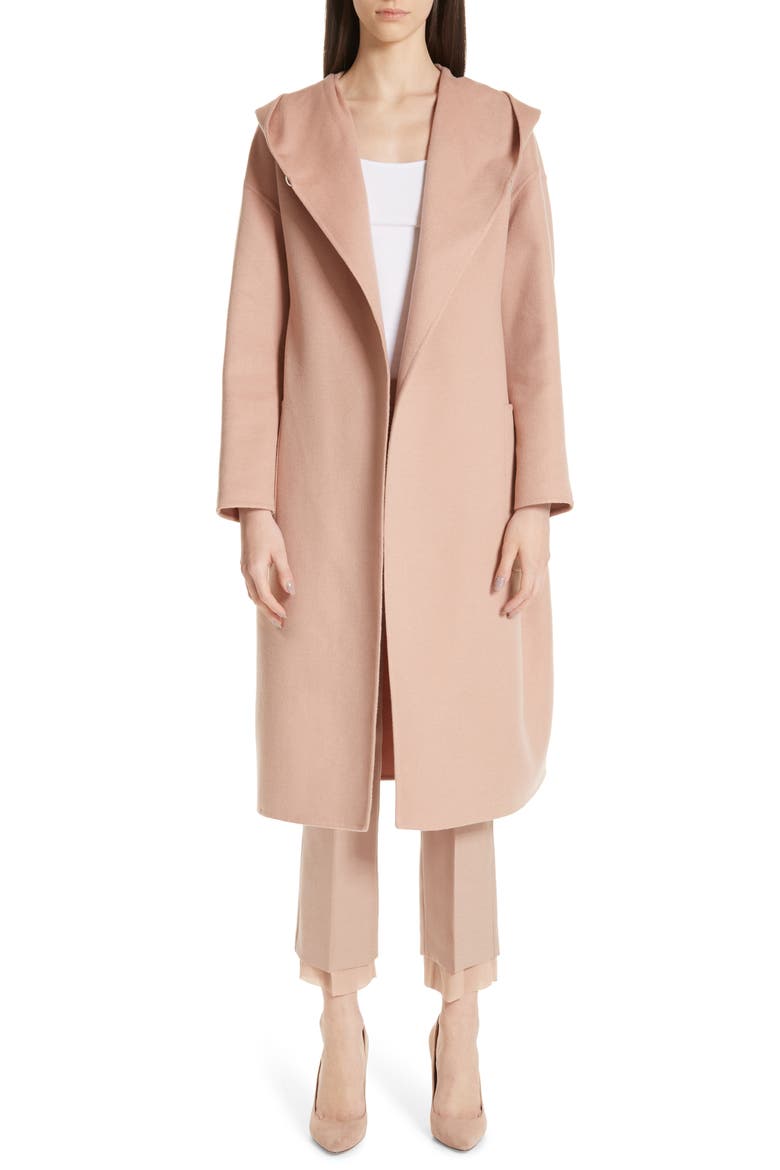 Pucci Hooded Double Face Camel Hair Coat, Main, color, POWDER