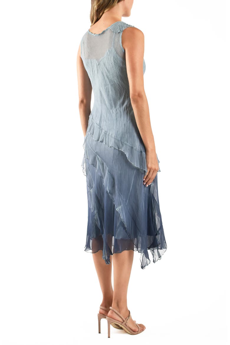 Charmeuse & Chiffon Cocktail Dress, Alternate, color, OCEAN BLUE OMBRE