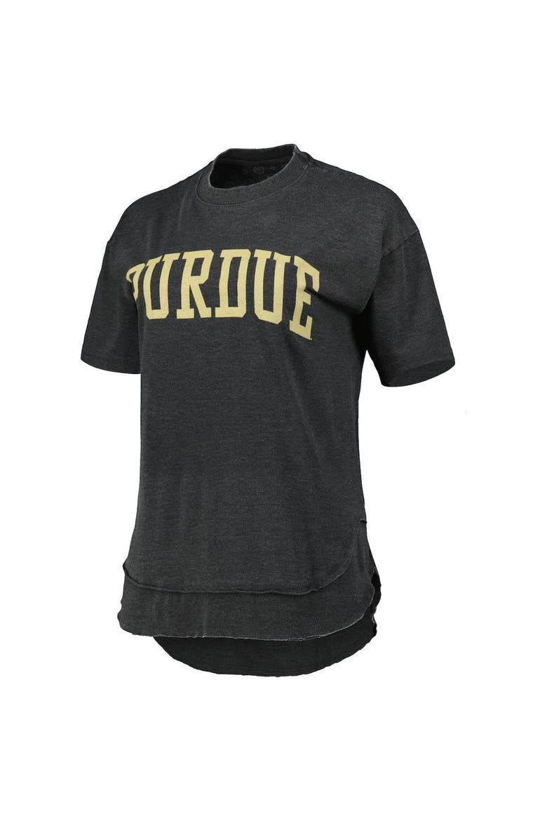 Women's Pressbox Heathered Black Purdue Boilermakers Arch Poncho T-Shirt, Alternate, color, Heather Black