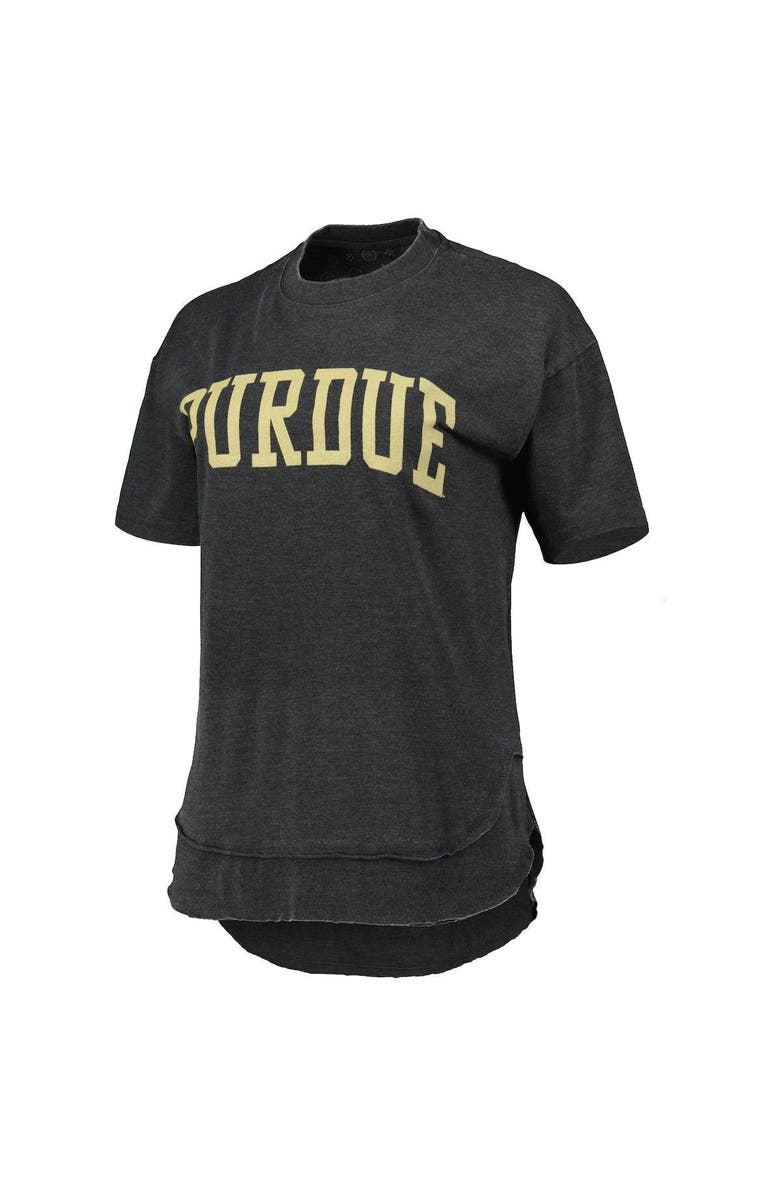 PRESSBOX Women's Pressbox Heathered Black Purdue Boilermakers Arch Poncho T-Shirt, Alternate, color,