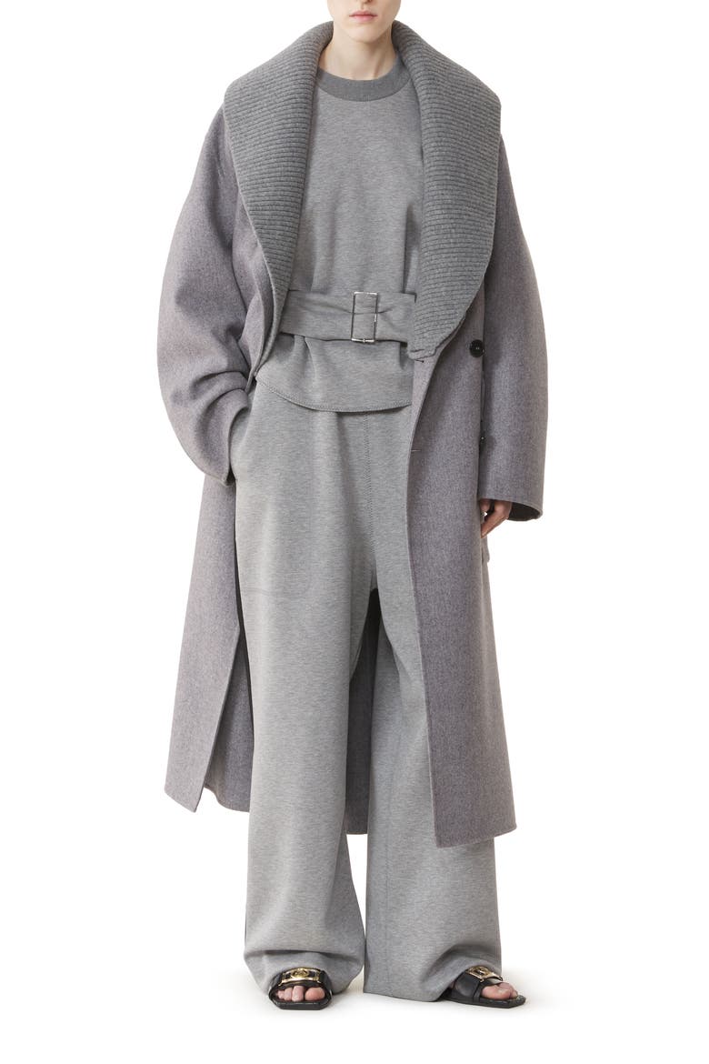 Double-Faced Coat In Wool And Cashmere, Main, color, Heather Grey